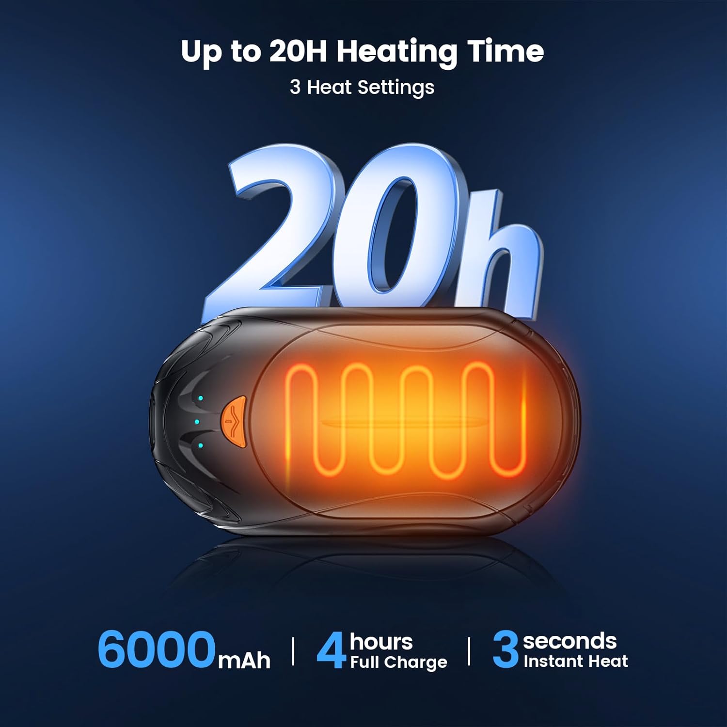 AI Hand Warmers Rechargeable 2 Pack,6000mAh Rechargeable Hand Warmer,20Hrs Long Heating Electric Hand Warmer,Portable Pocket Heater,Pocket Size Hand Warmer, Gifts for Christmas - Image 2