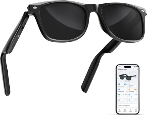 AI Glasses for Men & Women, Smart Glasses Powered by ChatGPT, AI Real-time Translation with 107 languages, 11H Music Play, Bluetooth Sunglasses with Polarized Lens, UV Protection for Daily Use, Travel