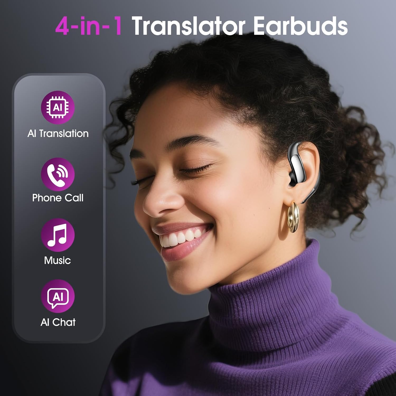 AI Translation Earbuds Real Time with 5 Powerful AI Assistants, 2025 New Ultra-Light Translator Earbuds with 6 Modes, 144 Languages, Voice & Video Call, Ideal for Travel, Business, Learning (Black) - Image 6