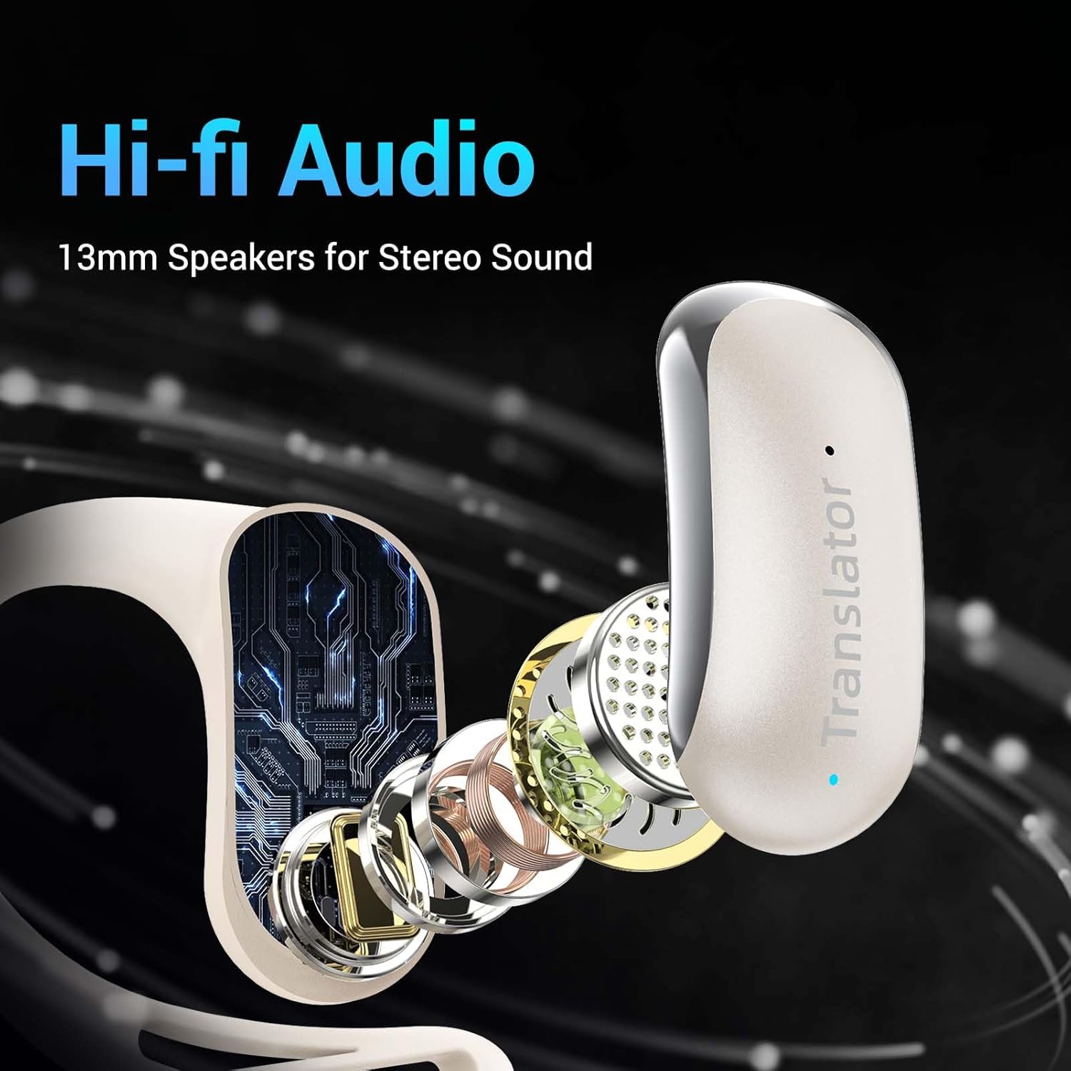 Wooask AI Translator Earbuds, 144 Language Translator OWS 3-in-1 AI Translation Earbuds Real Time F56 Beige (with Offline Package (Lifetime Free)) - Image 4