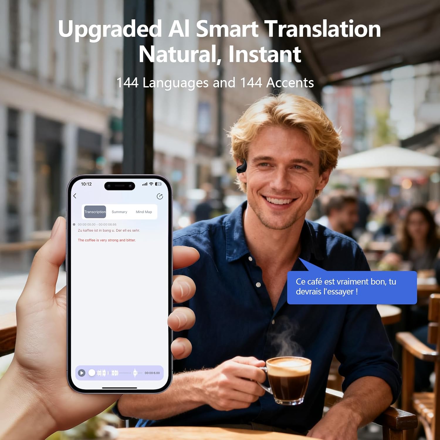 Translation Earbuds Real Time - AI 144 Language Translator Earbuds, Audifonos Traductores Inglés Español, 3-in-1 Translating Device, Translate Ear Buds for Travel Business Learning with Charging Case - Image 7