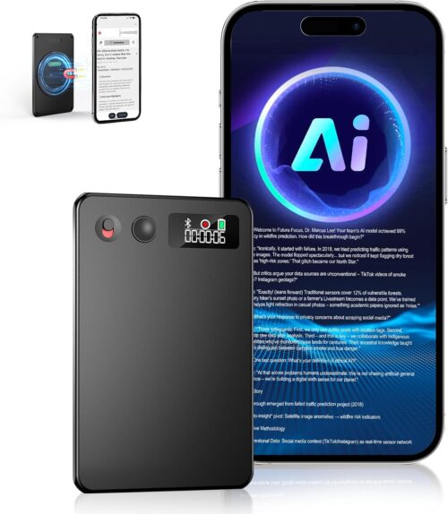 AI Voice Recorder, Audio Activated Recorder with Playback, App Control, Transcribe & Summarize with AI Technology, 190 Languages, 64GB Memory, Suitable for Lectures, Learning, Meetings, Calls