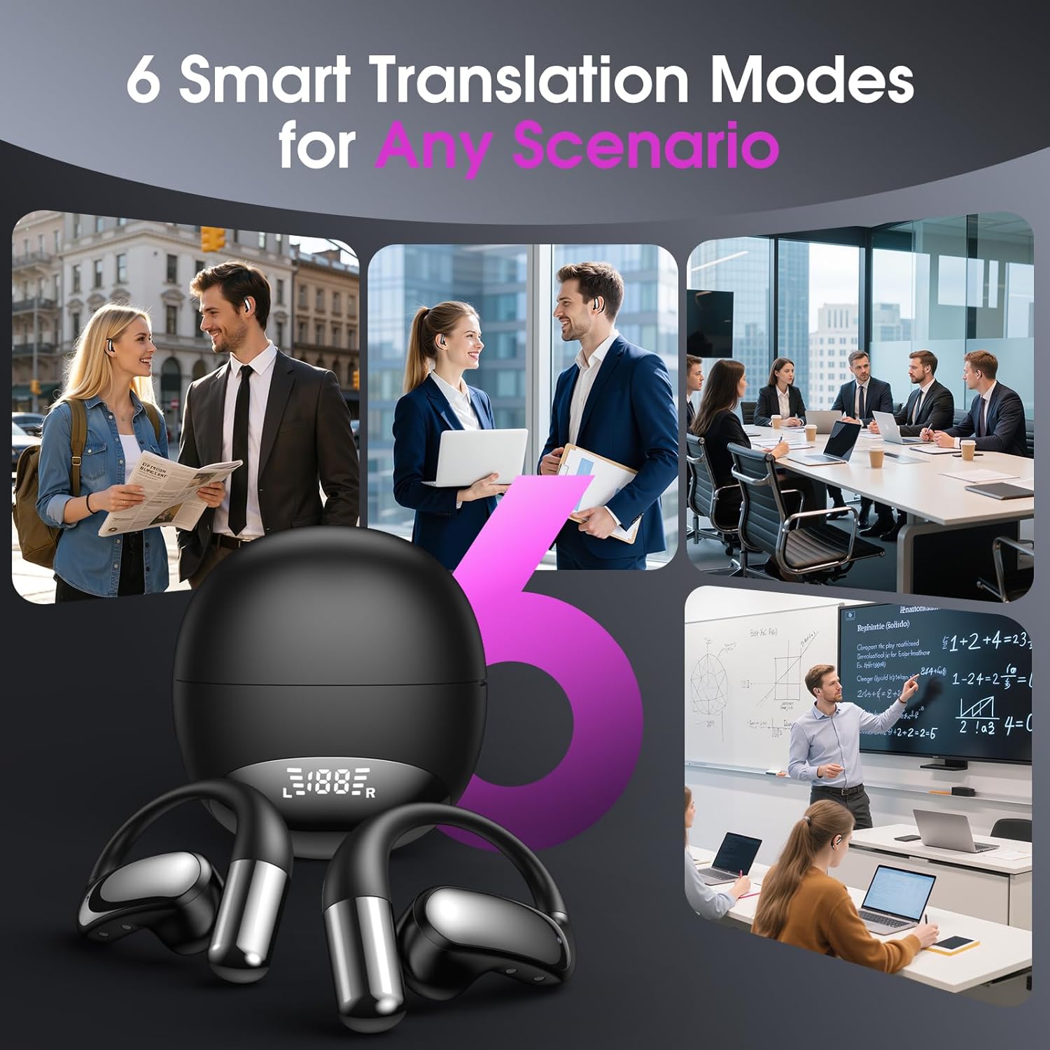 AI Translation Earbuds Real Time with 5 Powerful AI Assistants, 2025 New Ultra-Light Translator Earbuds with 6 Modes, 144 Languages, Voice & Video Call, Ideal for Travel, Business, Learning (Black) - Image 8