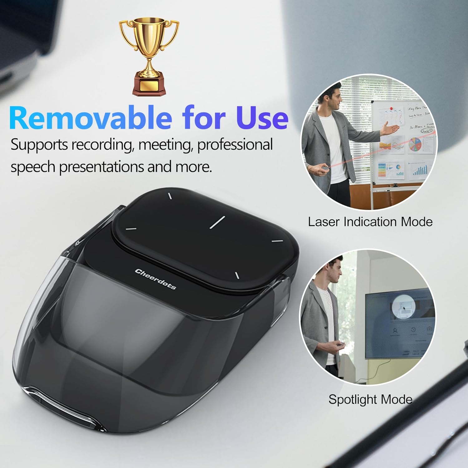 2025 AI Wireless Mouse for PC Laptop - ChatGPT Enabled Bluetooth Mouse with Voice Recording & AI Summarize, Ergonomic Presenter Laser Pointer Remote, USB Rechargeable High-Performance Office Device - Image 5