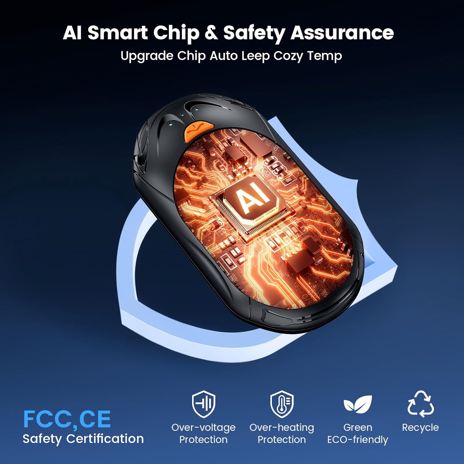 AI Hand Warmers Rechargeable 2 Pack,6000mAh Rechargeable Hand Warmer,20Hrs Long Heating Electric Hand Warmer,Portable Pocket Heater,Pocket Size Hand Warmer, Gifts for Christmas - Image 4