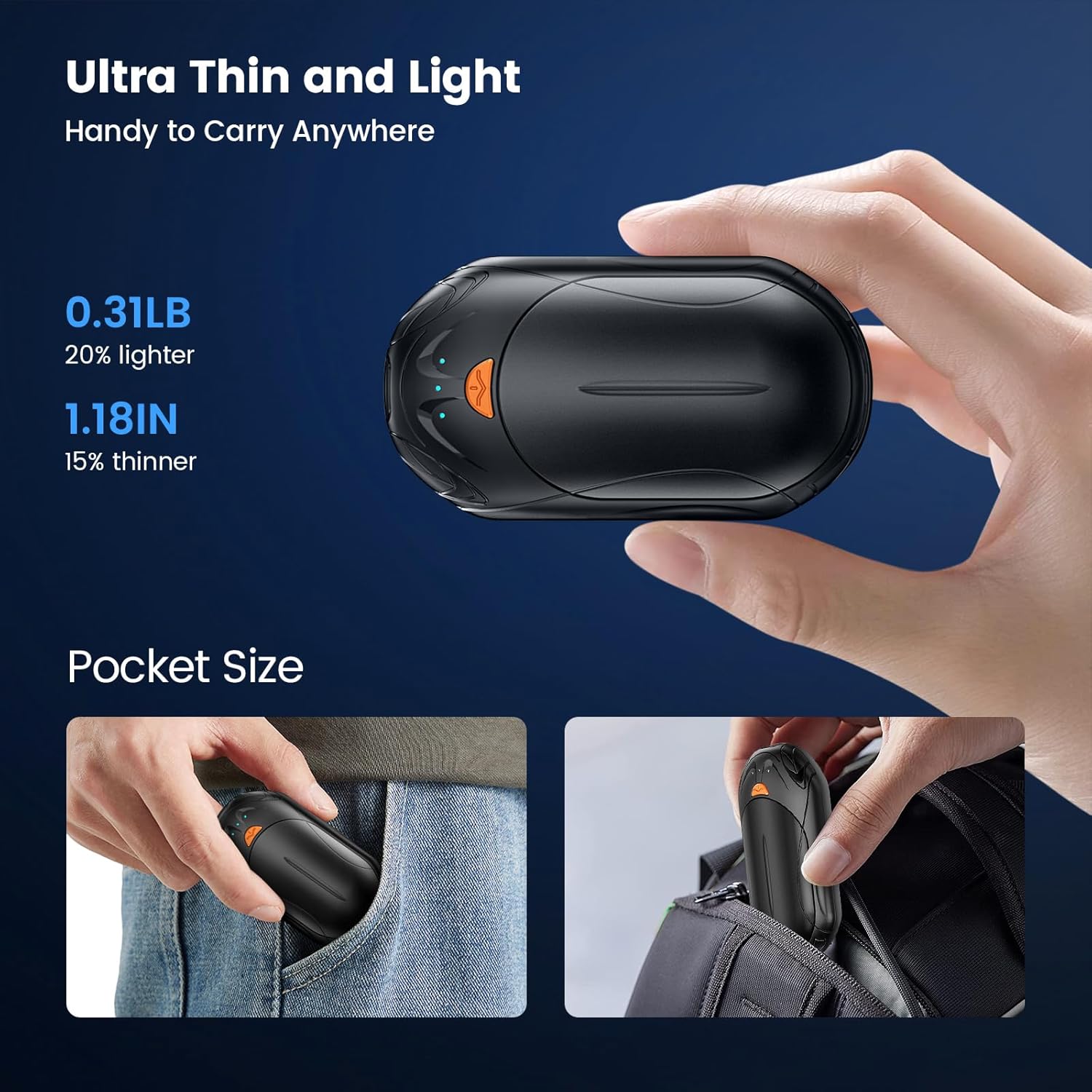 AI Hand Warmers Rechargeable 2 Pack,6000mAh Rechargeable Hand Warmer,20Hrs Long Heating Electric Hand Warmer,Portable Pocket Heater,Pocket Size Hand Warmer, Gifts for Christmas - Image 5